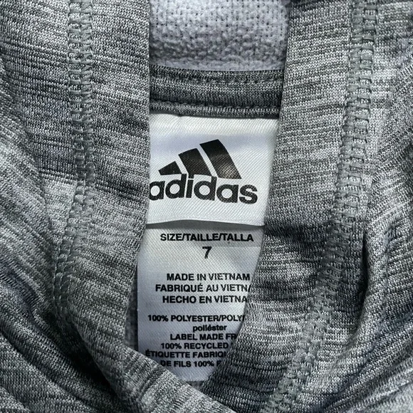 Adidas Boy’s Long Sleeve Hooded Pullover Grey Black Size:7 - Picture 5 of 5